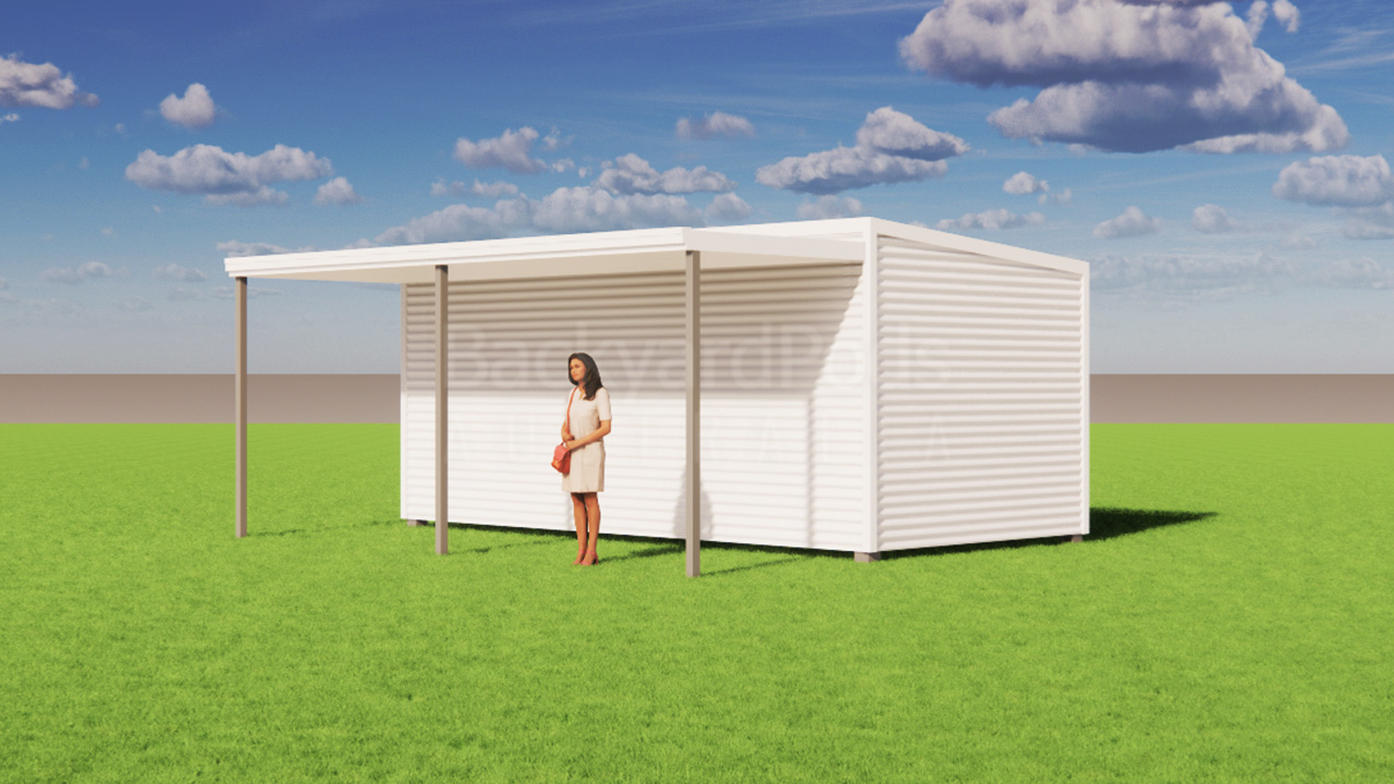 Backyard Pods flat pack kit 2m x 6m veranda for sale